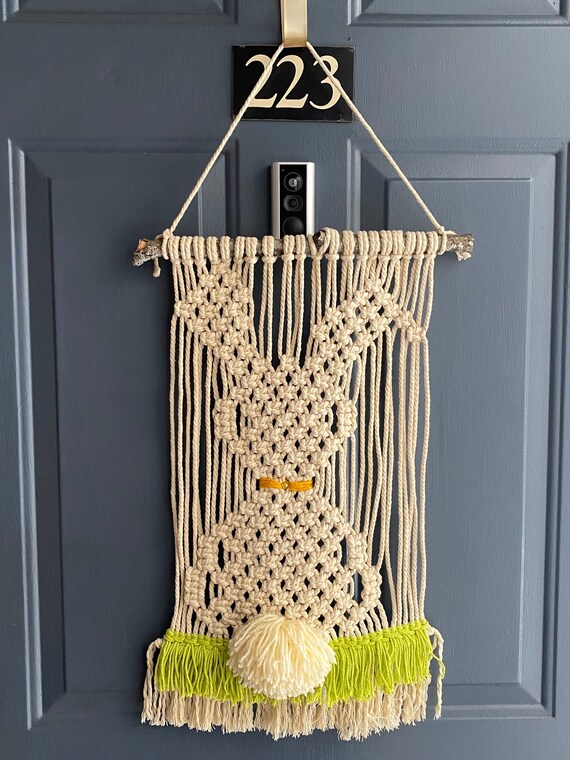 Medium Macrame Easter Rabbit Wall Hanging 21x12 Etsy
