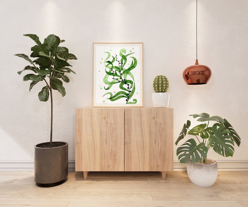Seaweed Wall Decor Green Print Plant Wall Art Green Home Etsy