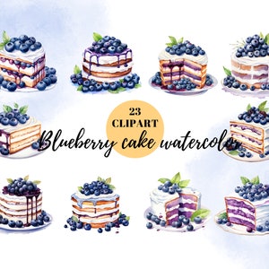 23 watercolor blueberry clipart , cake PNG Transparent Background