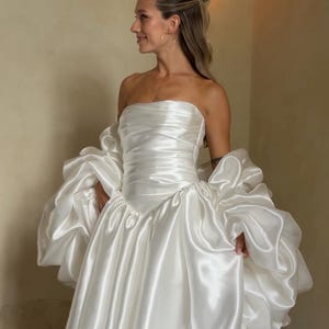 ELEONORE| Oraganza wedding dress, corset wedding set, a-line off shoulder wedding corset, victorian low waist wedding dress