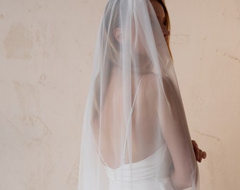 Simple Wedding Veil with Train – One Layer Soft Bridal Veil, Cathedral or Chapel Length