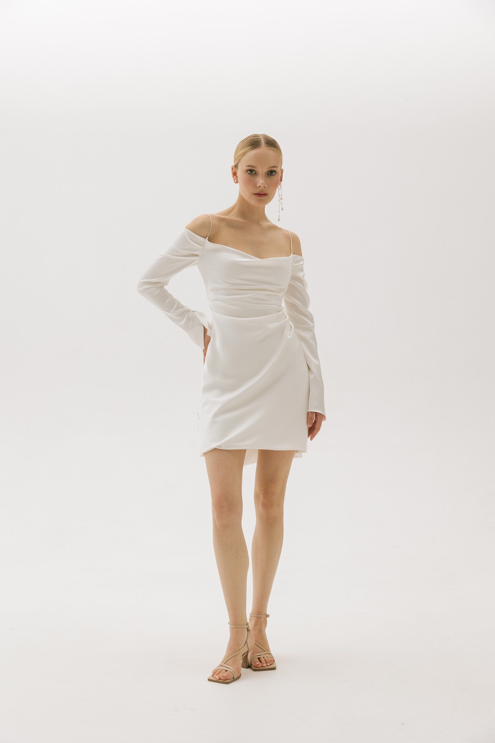 Mini Wedding Dress, Short Reception Dress, White Wedding Mini Dress ...