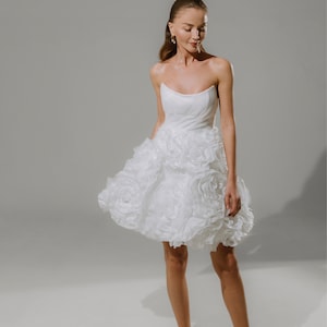 Modern Mini White Wedding Dress, Short White off Floral Wedding Dress ...