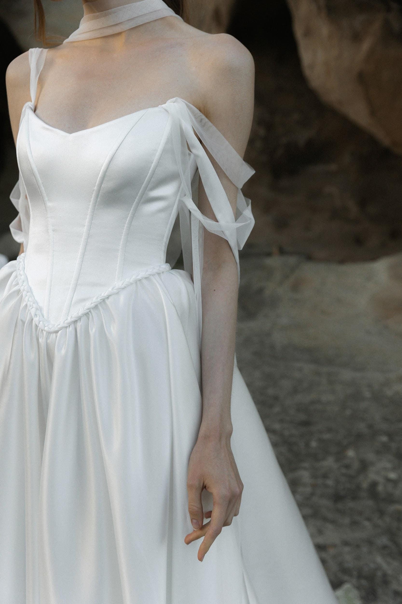 GORGECRAFT Kit Corsetto In Raso Bianco – Sostituzione Cerniera Per Abiti Da Sposa E Ballo