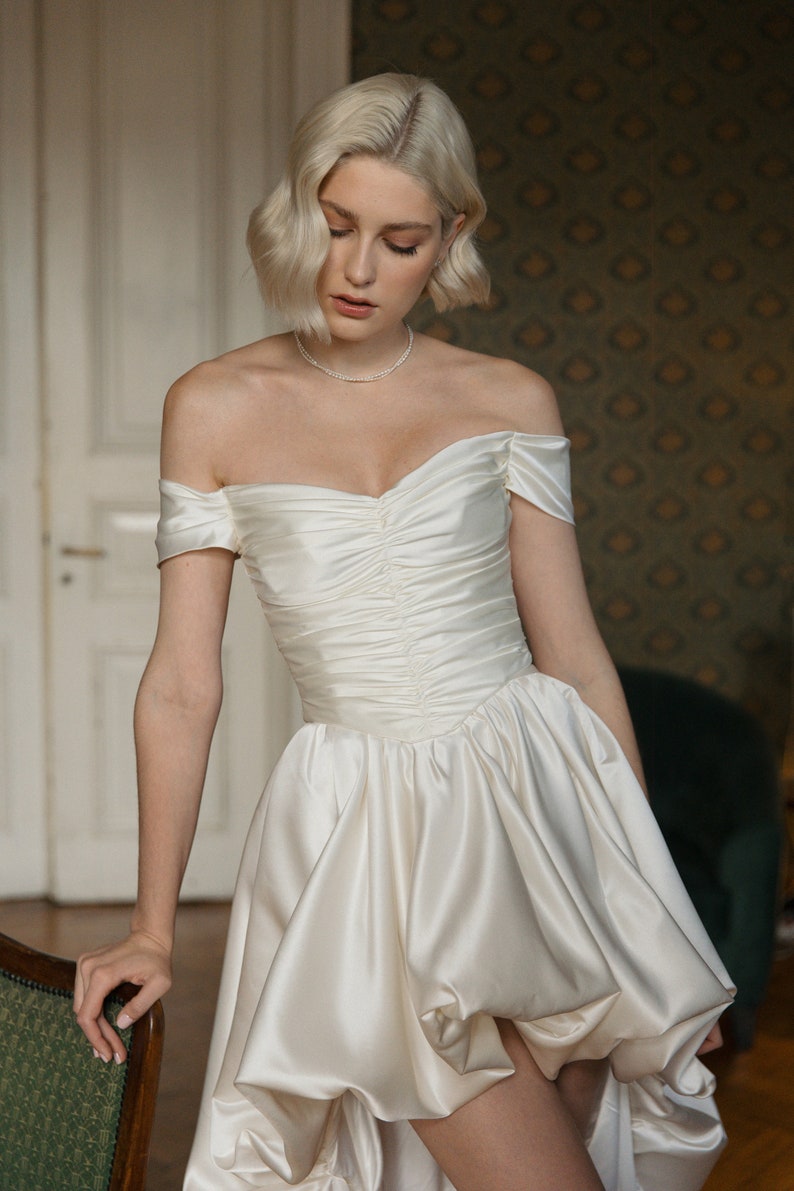 White wedding set, bridal corset and shirt skirt, bridal set, stylish wedding corset with skirt, shirt wedding dress, wedding gown Katarina image 2