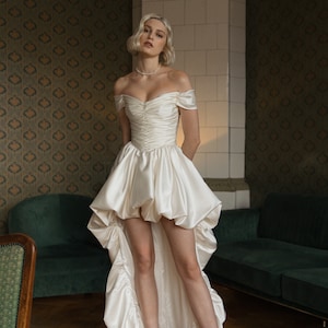 White wedding set, bridal corset and shirt skirt, bridal set, stylish wedding corset with skirt, shirt wedding dress, wedding gown Katarina image 1