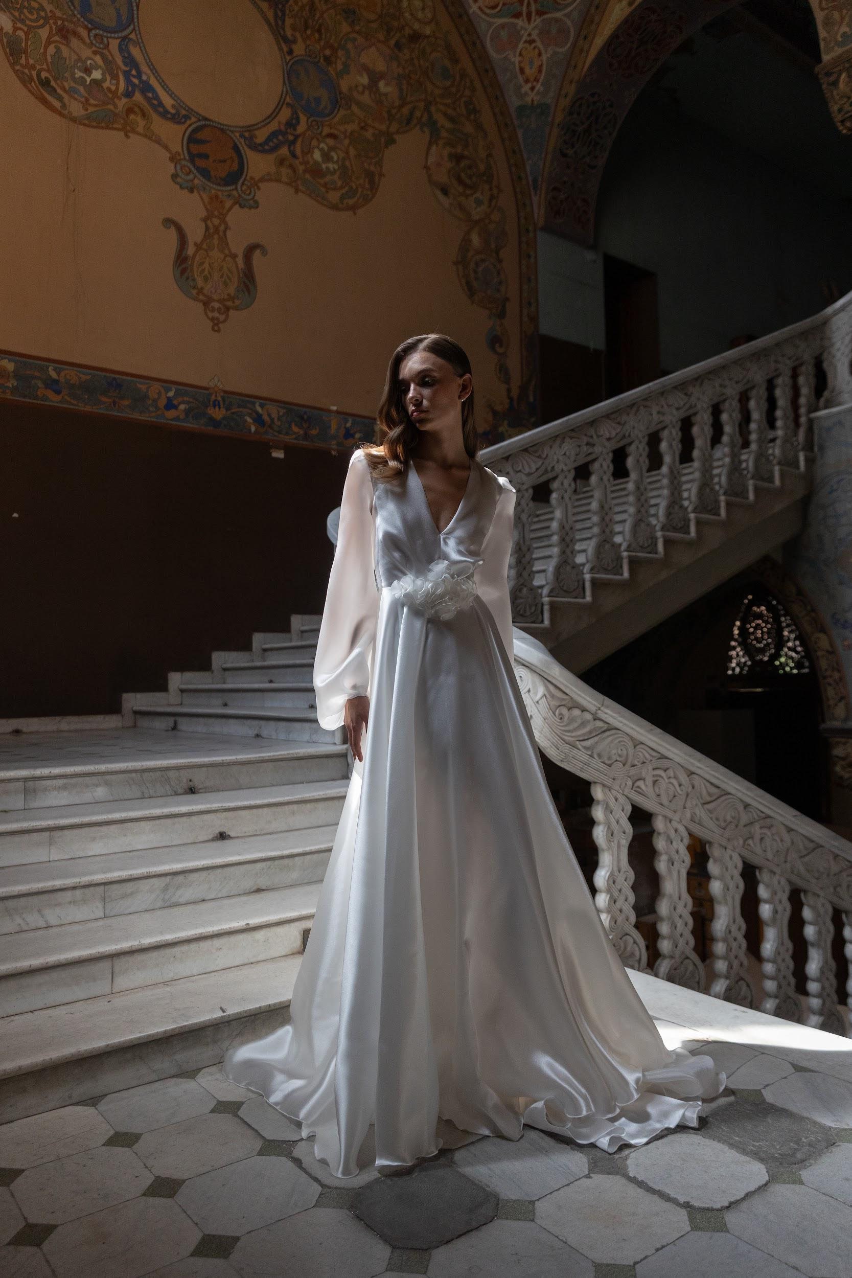 Organza Wedding Dress, Long Sleeve Wedding Dress, Romantic Wedding Dress| Luisa