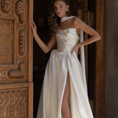 knee length dresses for ladies Floral Drop-Waist A-Line Wedding Dress