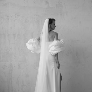 Simple wedding veil, one layer wedding veil, wedding veil with a train zdjęcie 6