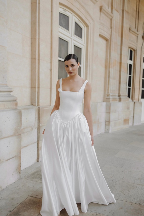 OPHELIA | Satin Corset Wedding Dress - A-Line White Victorian Bridal Gown, Custom Size OPHELIA | Satin Corset Wedding Dress - A-Line White Victorian Bridal Gown, Custom Size