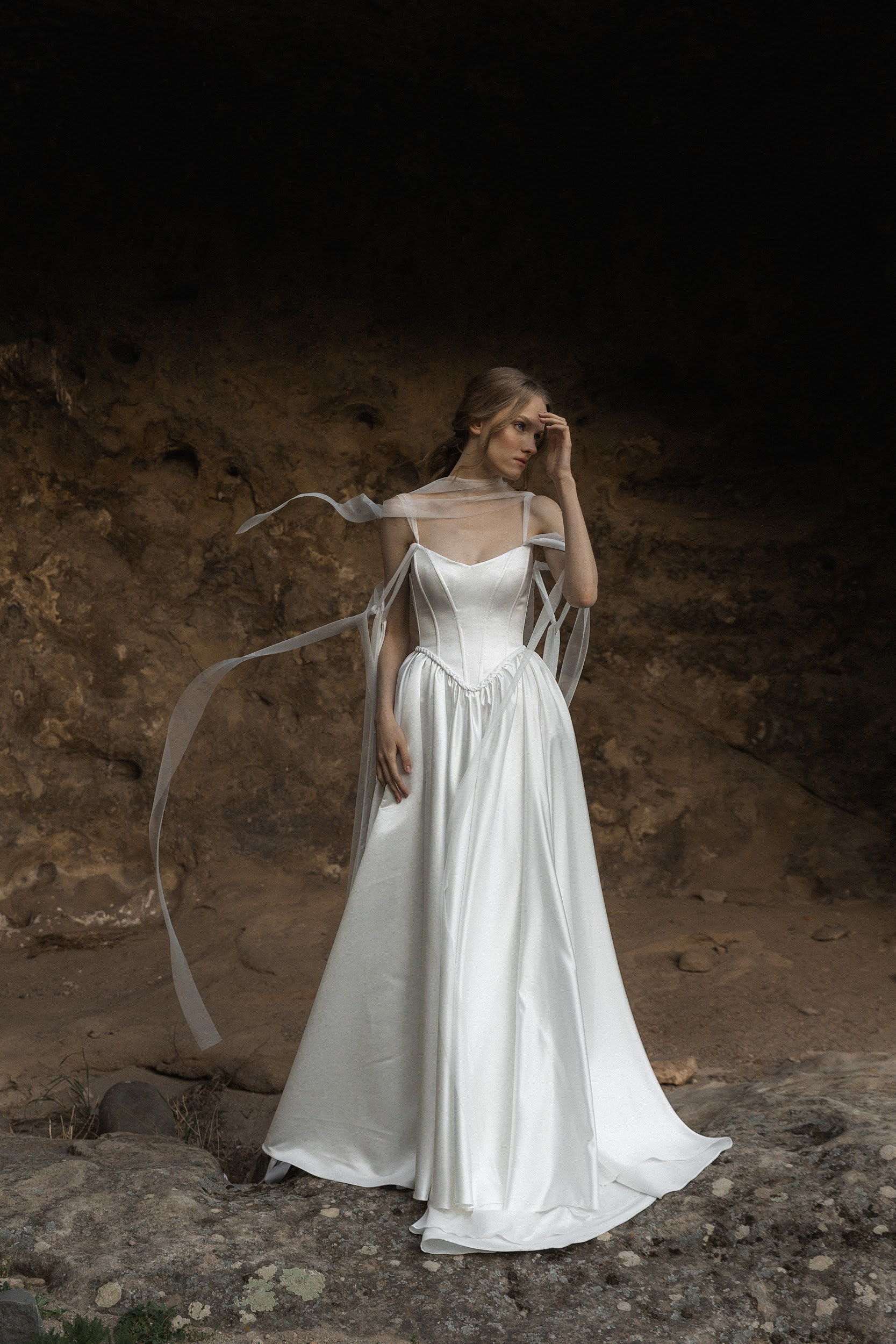 Satin White Wedding Dress, Corset Wedding Dress, A-line off Satin White Wedding Dress, Corset Wedding Dress, A-line off