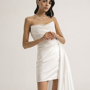Short wedding dress, elegance short wedding dress, corset mini wedding dress, mini white wedding dress, off the shoulder dress Emilia mini image 4