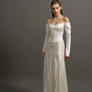 Vintage wedding dress, bridal set, vintage bridal set with sleeve, low waist corset, bridal skirt Cassandra image 10