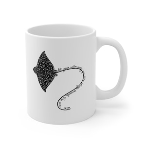 Eagle Ray Mug, Ocean Lover Personalized Gift, Custom Name Coffee Cup, Sea Creature Tea Mug, Underwater Animal Ceramic Drinkware