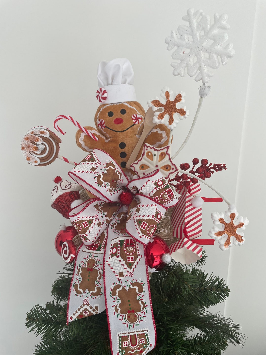 Gingerbread Christmas Tree Topper Tree Topper Christmas Tree Etsy UK