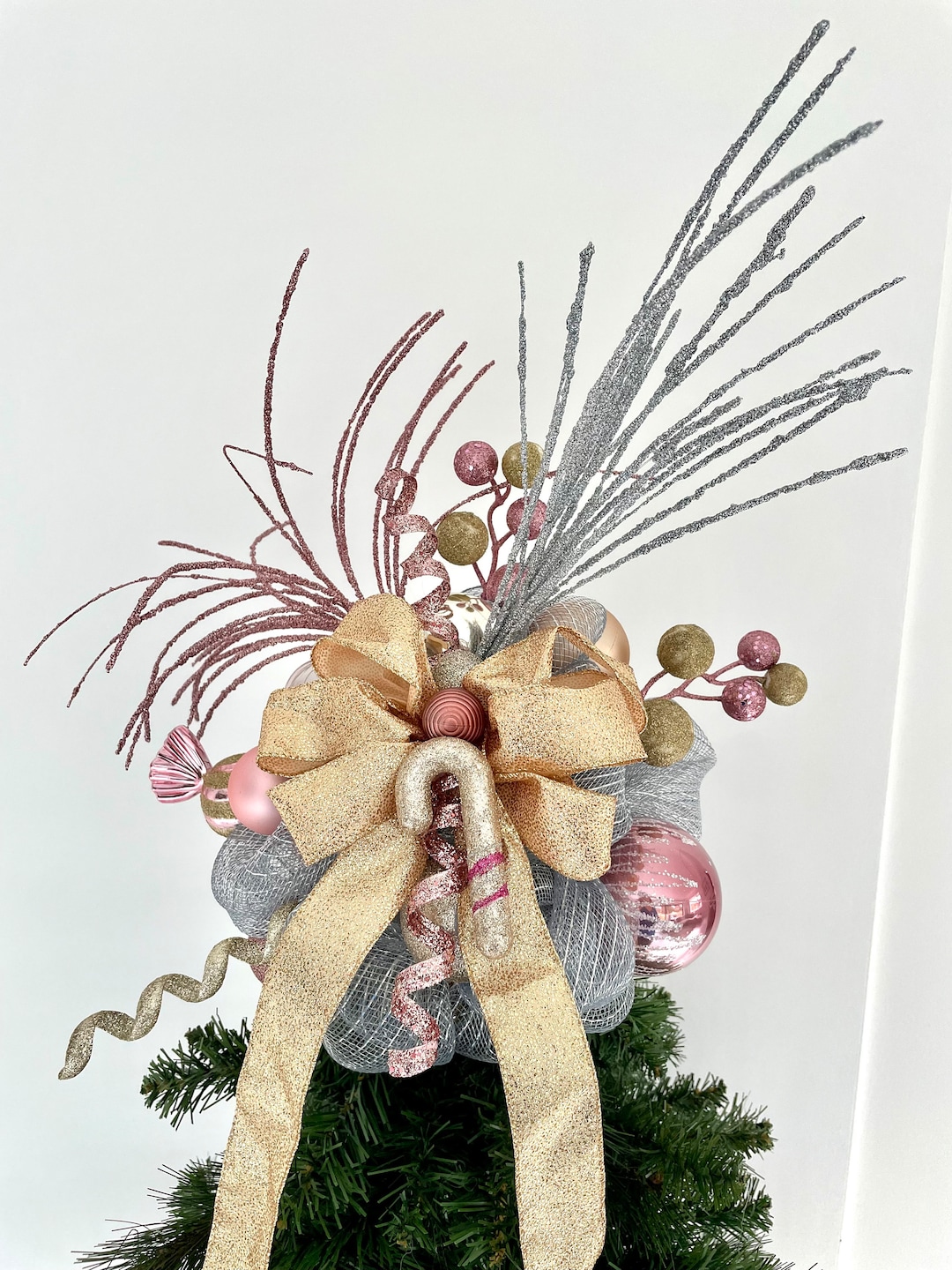 Christmas Tree Topper Pink and Gold Tree Topper Treetoppers Etsy