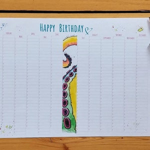 Perpetual calendar, digital download, A4, calendar, birthday calendar, appointment book, gift, printable
