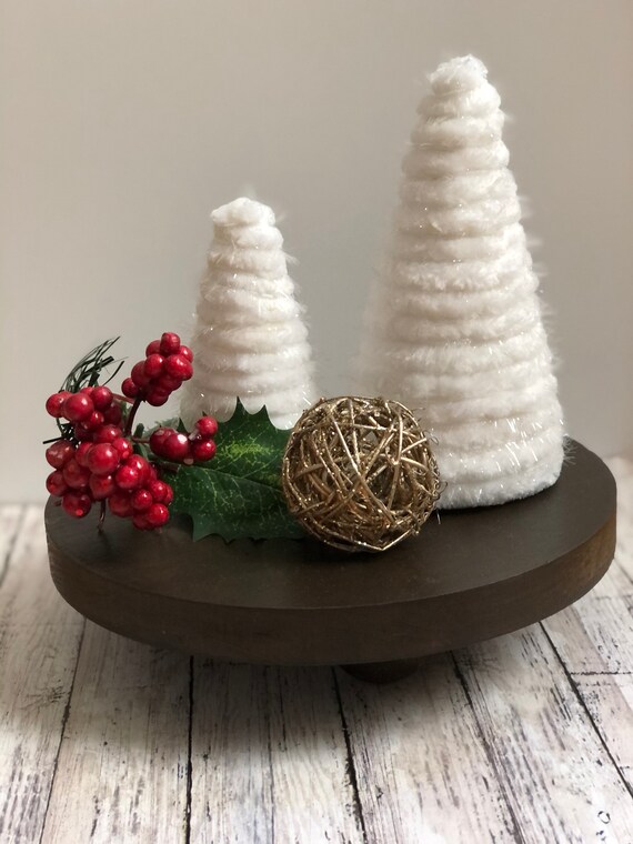 Set of 2, Yarn Wrapped Tree, Christmas Tree, Holiday Tiered Tray Decor,  Christmas Tiered Tray Decor, Teal Yarn Tree, Teal Christmas Tree 