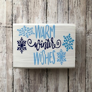 warm winter wishes, snowflakes, holiday decor, winter decor, Christmas, tiered tray, farmhouse home decor, snow, gift, winter, shelf sitter