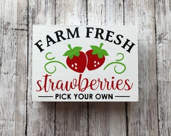 Strawberry decor, strawberry tiered tray decor, Fruit decor, Spring tiered tray, fruit tiered tray, wooden strawberry sign, kitchen decor