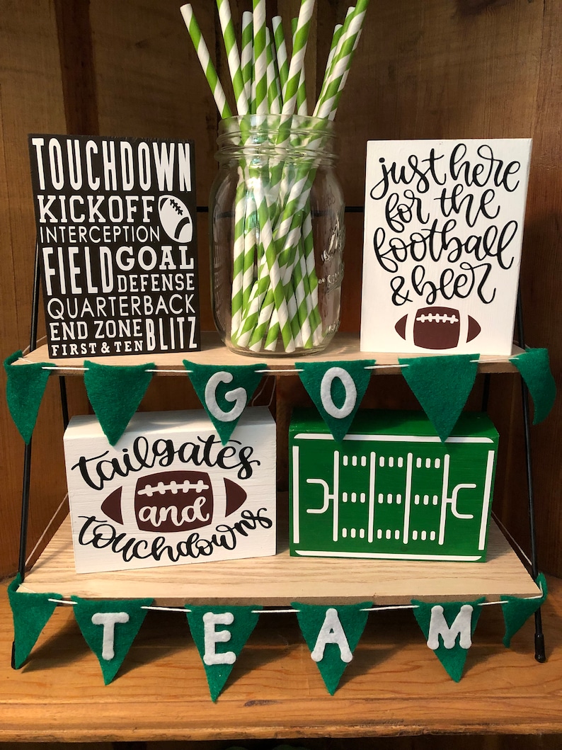 Football Sign Football Tiered Tray Decor Football Decor Etsy