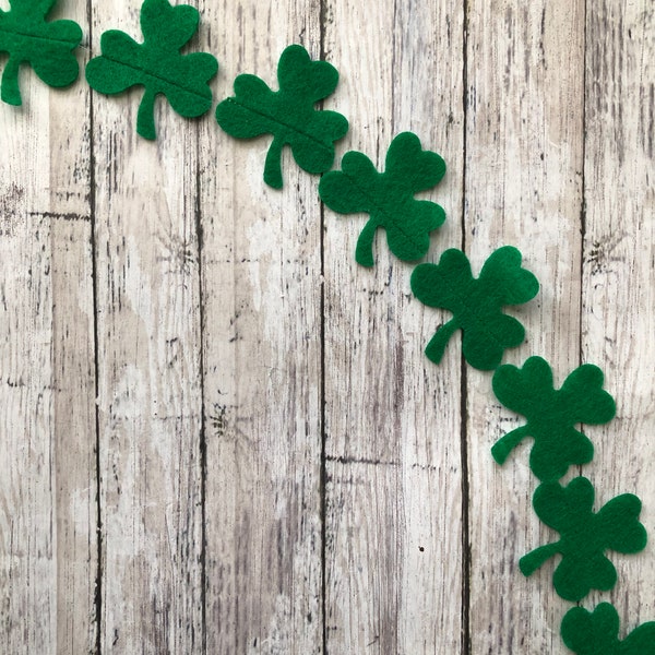 St. Patrick's Day felt shamrock garland, shamrock felt garland, holiday decor, green shamrock garland, St. Patrick tiered tray, shamrock