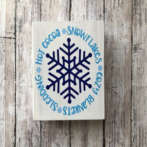 Snowflake, shelf sitter, holiday decor, winter decor, Christmas, tiered tray, farmhouse home decor, snow, hot coca bar, cocoa bar, gift