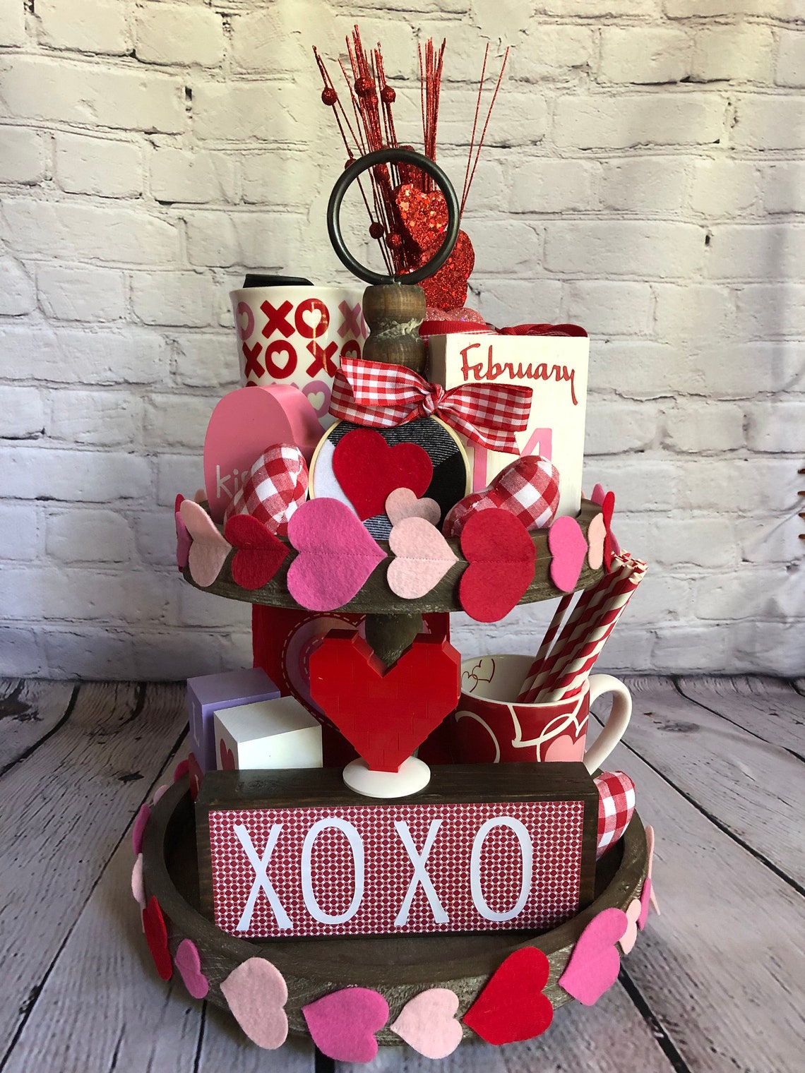 Valentine's Day Tiered Tray Decor Valentine Tiered Tray Etsy