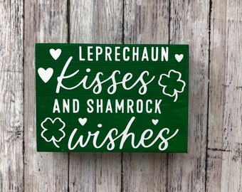 St. Patrick's Day, shelf sitter, holiday decor, Irish decor, shamrock, home decor, tiered tray, Ireland, lucky, clover, kiss me, leprechaun