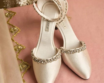 BREKSTA shoes , Elegant ivory Bridal flats for Formal weddings, Nikaah and Bridal accessories