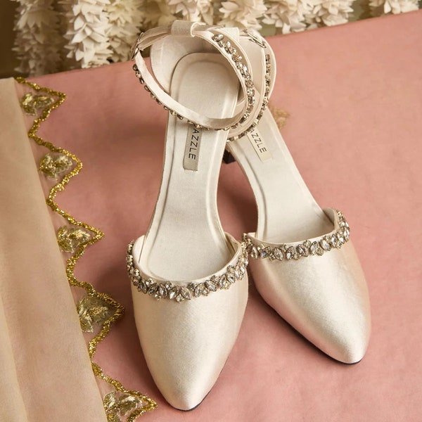 BREKSTA shoes , Elegant ivory Bridal flats for Formal weddings, Nikaah and Bridal accessories