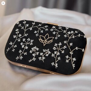 BLACK CLUTCH BAG,Velvet Clutch Bag, Floral Clutch Bag, Luxury Clutch Bag, Evening Clutch Bag, Clutch Bag Is The Perfect Gift For The Bride