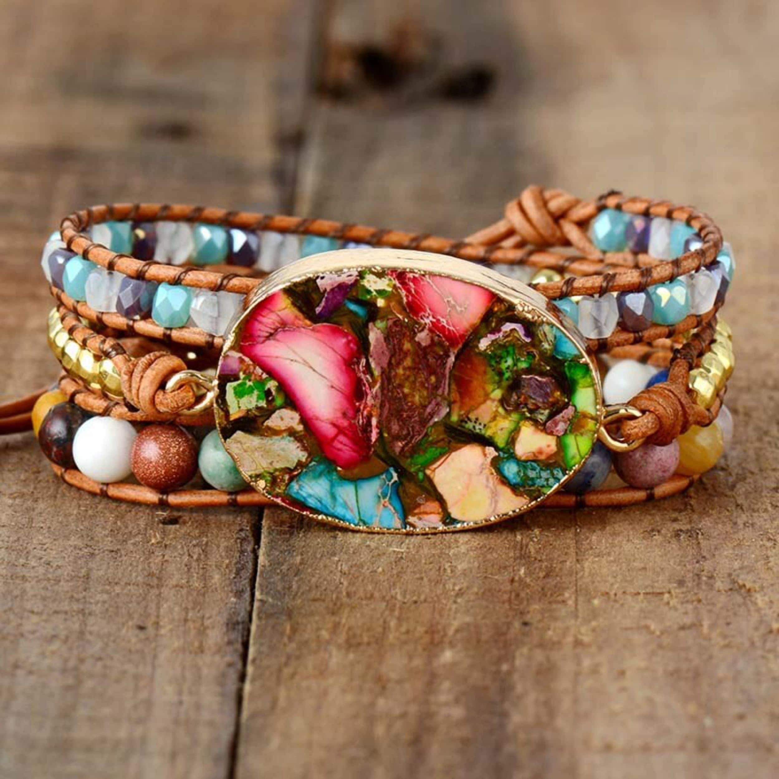 Exclusive Women Wrap Bracelets Natural Stone Rhinestone 3 Etsy