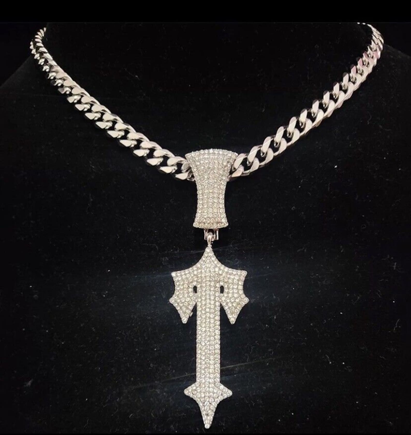 Iced Out Inspired Trapstar Central Cee Pendant Chain Necklace Hip Hop