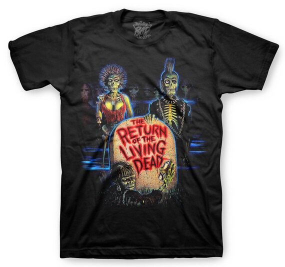 thumbnail interactive-video image 1 of Return Of The Living Dead Zombies Custom T-Shirt – Gildan Black Tee, Horror Movie Gift (Unisex, Free Shipping) 1 of 5