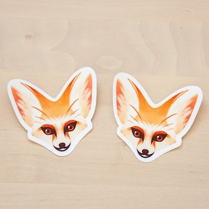 Vinylsticker fennekvos, sticker vos, safaristicker, woestijnvoskunst, sticker vos gezicht