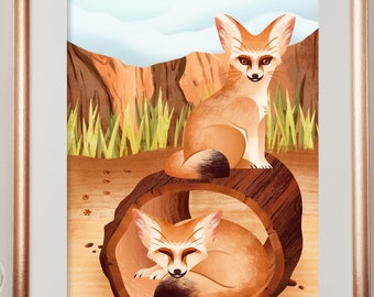 Fennek Fuchs, Wüstentiere, Marokkanischer Fuchs, Kinderzimmer Deko, Safari Tier, Kinder Schreibtisch Dekor