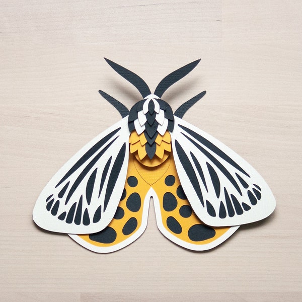 Diy Paper Virgin Tiger Moth Craft, DIY Cardstock Moth, Paper Tiger Moth, Paper craft bug template, bug Cricut Template