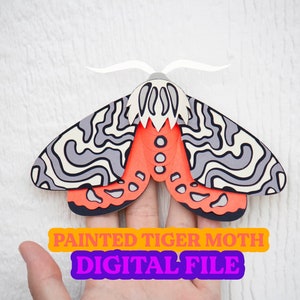 Papillon de nuit 3D en papier | Papier peint Tiger Moth | Insecte punaise du papier | Modèle DIY | Papillon coloré | Modèle Cricut | Fichiers numériques SVG