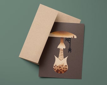 Mushroom Death Cap Greeting Card, Death Cap Art Print Stationary, Envelope Included