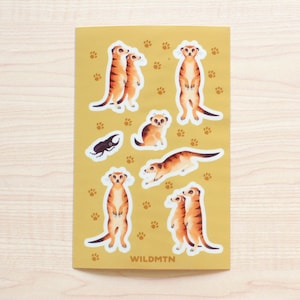Meerkat stickervel, scrapbooking dagboekplanner stickervel, stickers voor diereneducatie