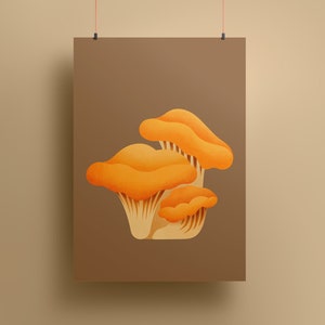 Impression de chanterelles de champignon, impression d'art physique de girolles, Illustration de champignon