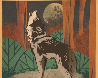 Wolf Illustration Etsy