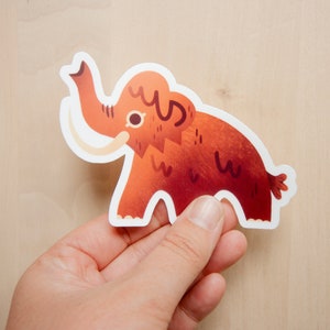 Pegatina de mamut, pegatina de la Edad de Hielo, arte de mamut lanudo