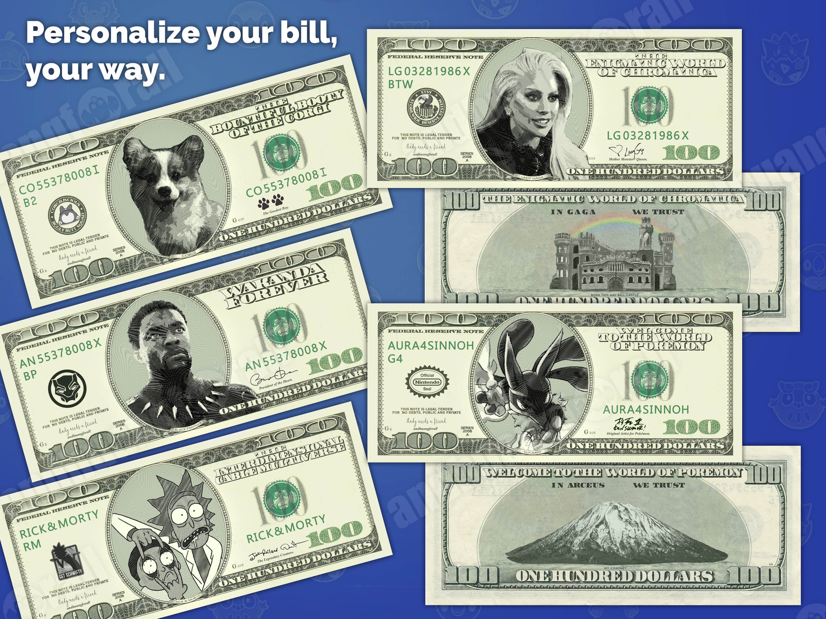 Realistic CUSTOM Fake Money 100 dollar bill front AND back Etsy