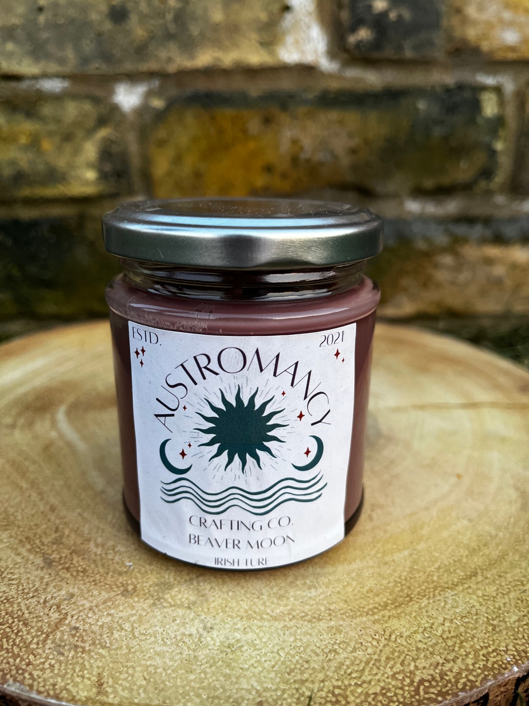 Beaver Moon November Irish Turf Candle, Crystal Candle, Snowflake