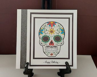 Skull Greeting Card Skull Birthday Card Day of the Dead Friendship Card Intricate Sugar Skull Card Dia de los Muertos UK