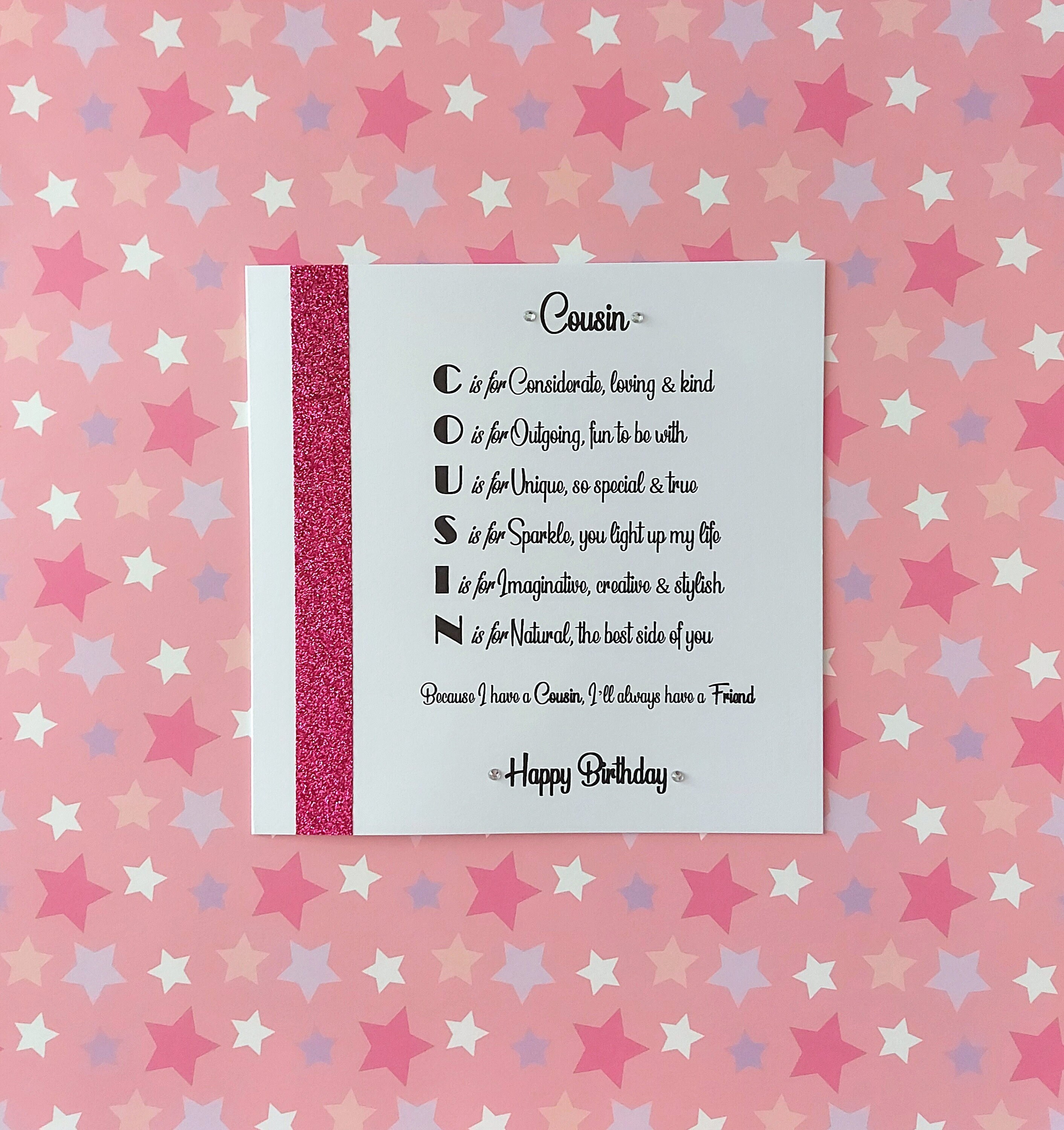 Happy Birthday Cousin Poems Cousin Poem Birthday Card Amazing Cousin Wonderful Cousin | Etsy