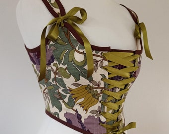 Corsé renacentista botánico personalizado del siglo XVIII, corsé verde musgo para disfraz