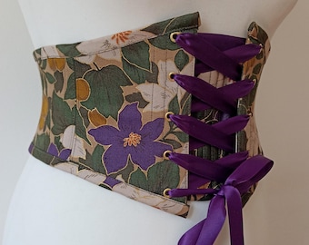 Botanical Corset Belt Front Lacing Renaissance Costume Underbust Fearne